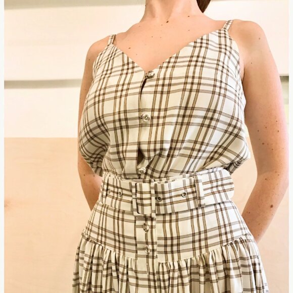Mr Larkin Sille curtain plaid skirt and cami top set size small - Picture 9 of 11
